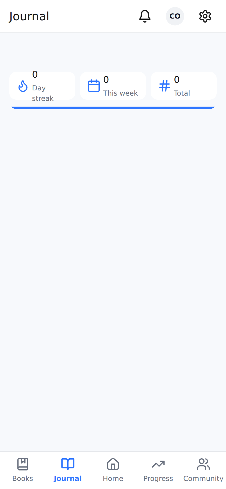 Journal before - blank space